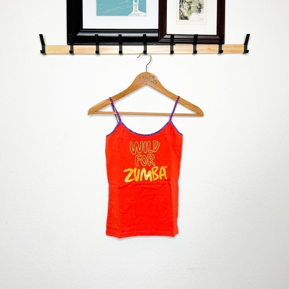 Zumba NWT! Wild for Zumba Spaghetti Strap Tank Coral Reversible Dance Fitness S